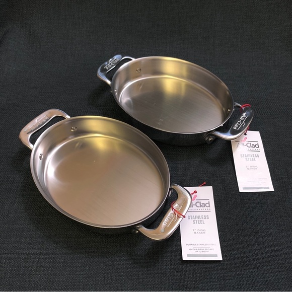 All Clad Other - ALL CLAD 7 Inch Mini Oval Bakers Set of 2 Stainless Steel Roasting Baking